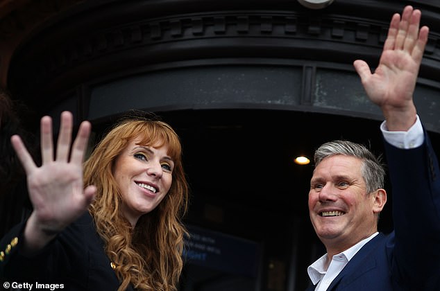 Labour Party Leader Sir Keir Starmer (right) seen with Labour Deputy Leader Angela Rayner (left) arrive for the 2021 Labour conference on September 25, 2021 in Brighton
