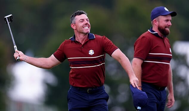 Rory McIlroy celebrates his Saturday win on a day like no other at the Ryder Cup