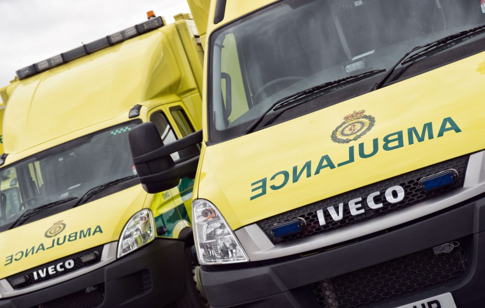 Three yellow Iveco emergency vehicles, including an Incident Response Unit and ambulances.