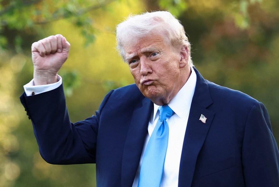 U.S. President Donald Trump with a clenched fist.
