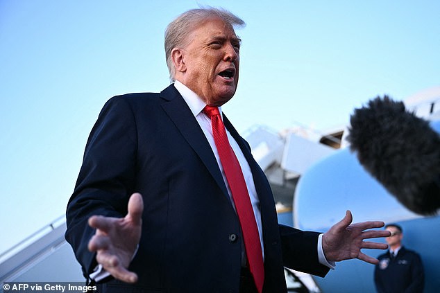President Donald Trump (pictured Sunday) has responded to accusations that he sent Jeffrey Epstein a lewd birthday card, calling it a 'dead issue'