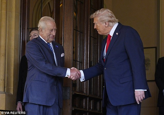 The King saw Mr Trump off from Windsor this morning, before he travelled by helicopter to Chequers