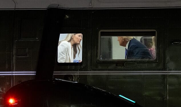 Donald and Melania Trump were caught having an awkward conversation on Marine One with the president seen waving a finger at his wife and the first lady shaking her head