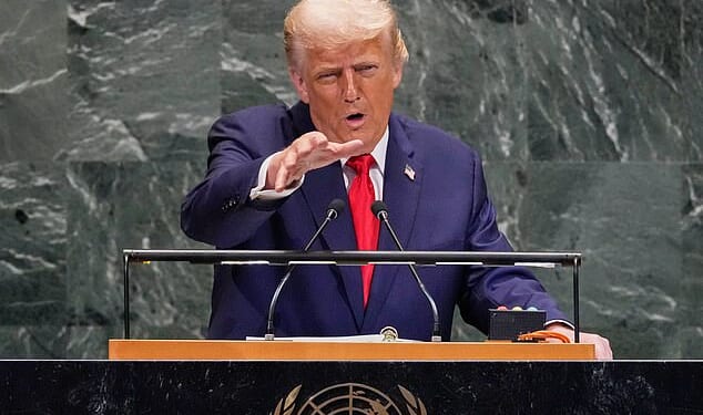 US President Donald Trump delivers his speech at the UN General Assembly in New York City yesterday