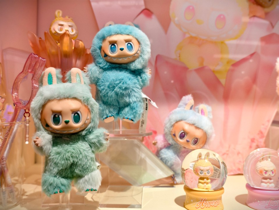 Labubu dolls for sale at a Pop Mart store.