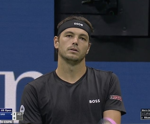 Taylor Fritz inadvertently put his headband on upside down before heading out on court