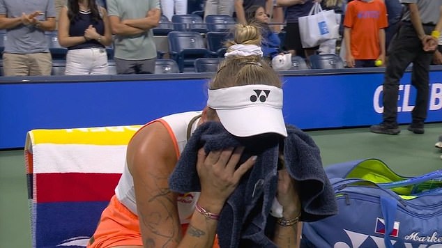 Marketa Vondrousova was overcome with emotion after reaching the US Open quarterfinals