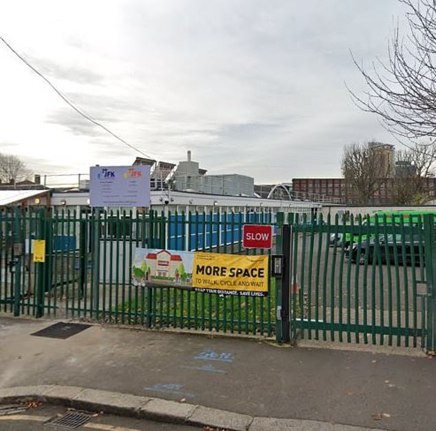 A 'vulnerable' disabled boy fell ill at John F Kenedy Special School in Stratford, pictured, and died after ingesting cocaine, an inquest has heard