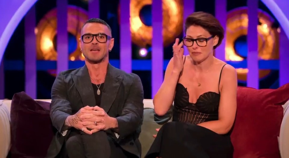 Emma Willis crying at the Love Is Blind UK reunion.