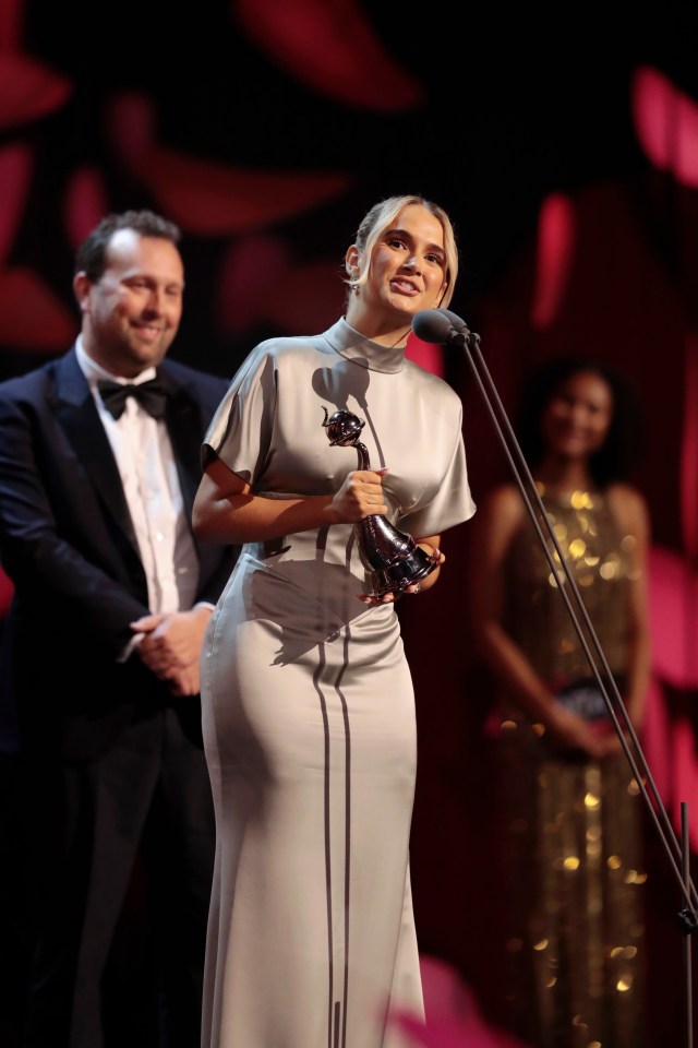 Molly-Mae Hague accepting the 'Authored Doc' award at the NTA's.