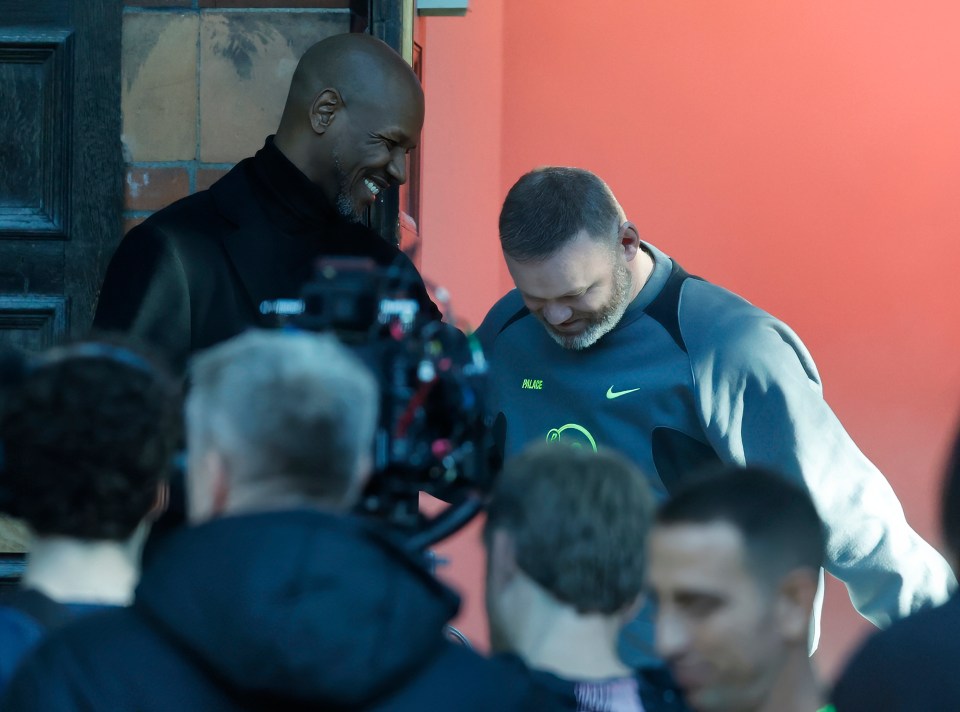 UK rap star and footballer Wayne Rooney on set for a Palace Skateboards music video.