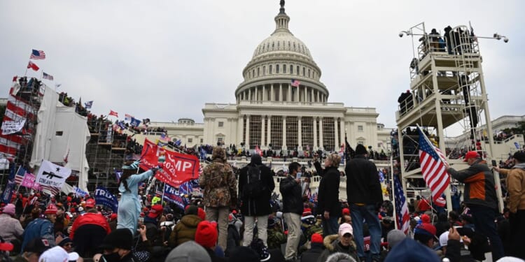 Supporters of President Donald Trump gather outside the U.S. Capitol in Washington, D.C., on Jan. 6, 2021.