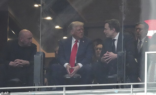 Trump and Musk spoke for a brief moment before Trump appeared to motion him away