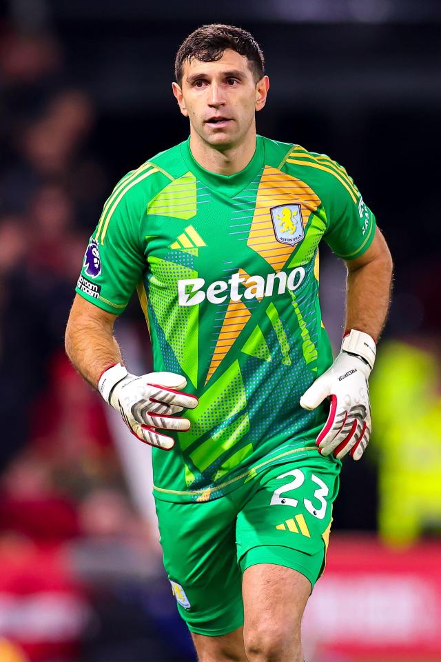 Emiliano Martinez, Aston Villa goalkeeper, during a match.