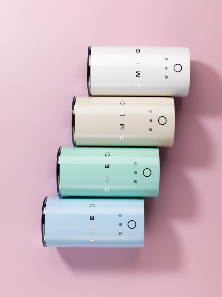 Four SMEG appliances in pastel colors.