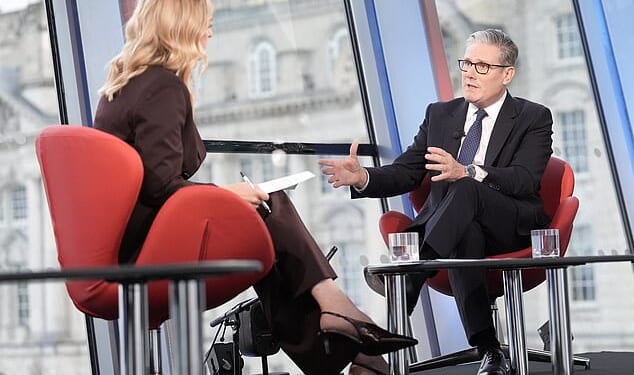 Keir Starmer was on Sunday accused of insulting millions of voters worried about Britain¿s borders ¿ as he branded Reform¿s immigration plans ¿racist¿. Pictured: The PM at Labour's conference in Liverpool