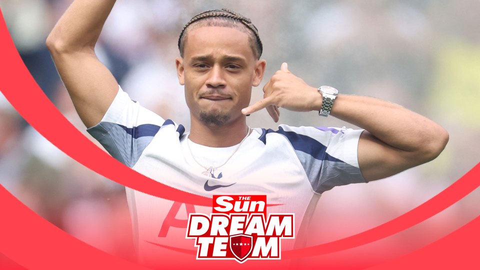 Dejan Kulusevski making a call me hand gesture.  The Sun Dream Team logo is visible.