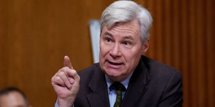 Sen. Sheldon Whitehouse, a Democrat from Rhode Island, speaks during a Senate Committee on Finance confirmation hearing of Michael Faulkender on March 6, 2025, in Washington, D.C.