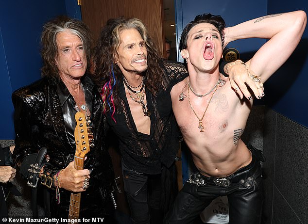 Yungblud put on a wild display and flashed his armpits as he joined Aerosmith's Steven Tyler and Joe Perry at the MTV Video Music Awards on Sunday