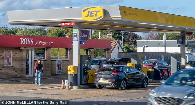 At one entrance to the village, a Roys of Wroxham petrol station stands guard