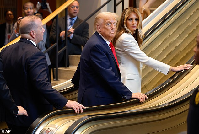 Donald Trump (left) and First Lady Melania Trump (right) are photographed arriving last week at the United Nations