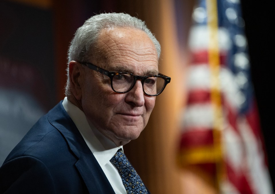WASHINGTON, DC - SEPTEMBER 30: Senate Minority Leader Chuck Schumer (D-NY) speaks at a press conference with other members of Senate Democratic leadership following two failed votes to fund the government, in Washington, DC on September 30, 2025. (Photo by Nathan Posner/Anadolu via Getty Images)