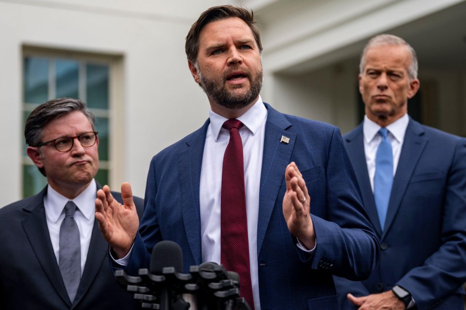 Vice President JD Vance speaking to the press outside the West Wing of the White House.