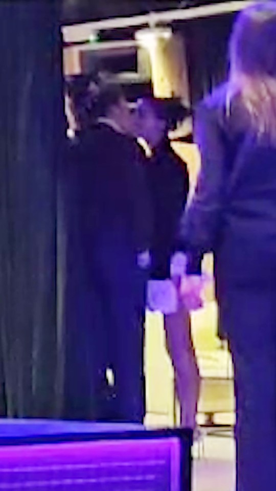 Maura Higgins and Danny Jones kissing at the Brit Awards after-party.