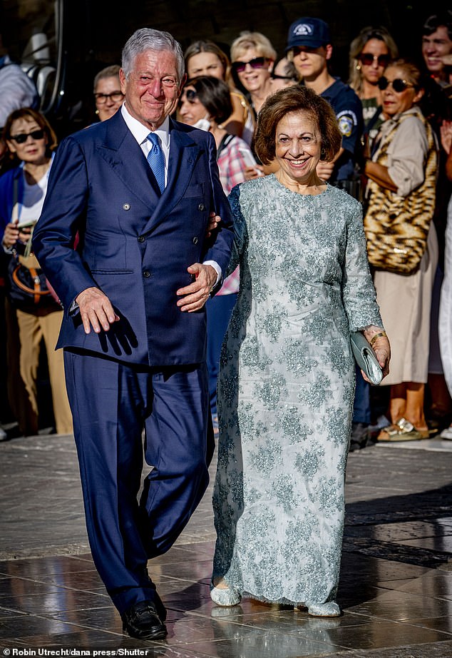 Crown Prince Alexander of Serbia and his second wife Princess Catherine of Serbia (pictured September, 2024) were also in attendance and welcomed their daughter in law to the family