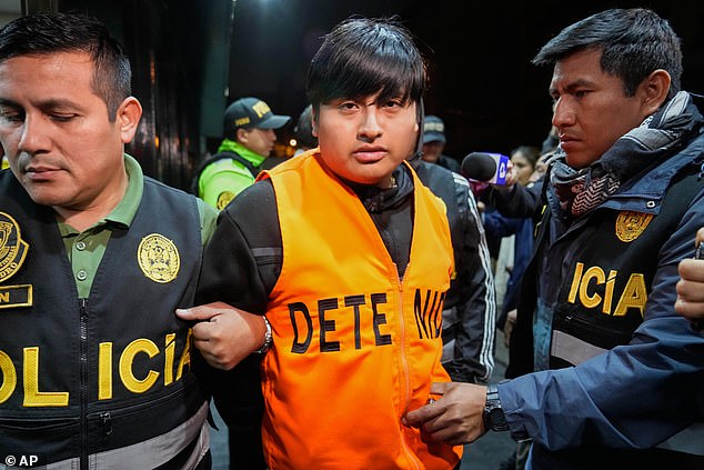 Peruvian police released footage of an officer ordering Argentina's most wanted man, nicknamed Pequeno J or 'Little J in English, to tell them his name and his nationality