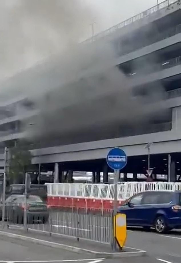 The multi-storey car park was ablaze with cars slowing down to view the spectacle from the road below