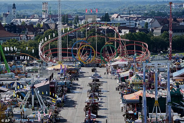The empty Oktoberfest area that stays closed after a bomb threatening in Munich, Germany, Wednesday, October 1, 2025