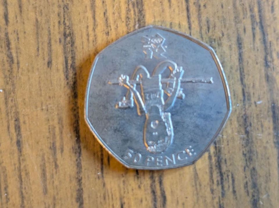 2009 50p fifty pence coin with Blue Peter Olympic design.