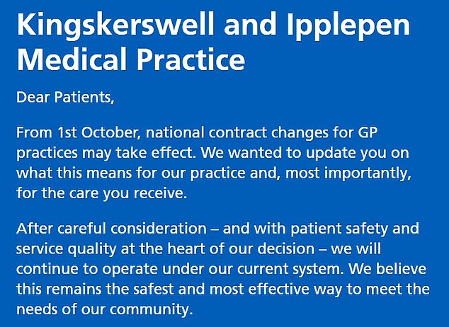 Some GP surgeries have already said they will not follow the new regime of allowing forms to be filled in anytime between 8am and 6.30pm on weekdays (above)
