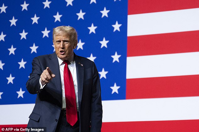 Donald Trump departs after addressing senior military officers in Virgina on September 30. At a rally, he warned Russia that the US had more nuclear weapons than any other countries