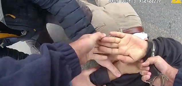 Body worn footage of one of the suspected gang leaders as he is wrestled to the ground and handcuffed in the sting