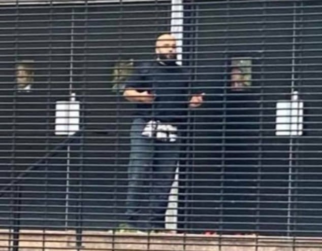 The attacker was caught on camera armed with a knife trying to get into the synagogue