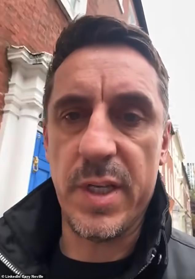 Neville, 50, who is known for his left wing views revealed in a video message posted on the LinkedIn website that he had the flag removed 'instantly' as soon as he saw it