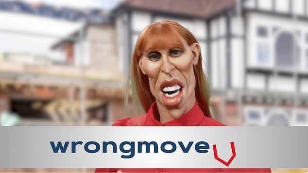 A puppet version of Angela Rayner gives property advice using a website called Wrongmove in one sketch