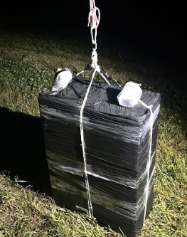 Packages of intercepted contraband cigarettes.