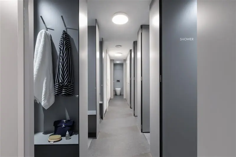 Changing room area at Zedwell capsules.