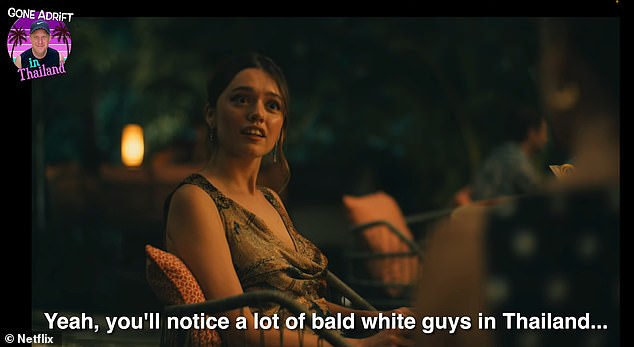 HBO series The White Lotus (starring Aimee Lou Wood, above) previously referenced the trend of 'bald white guys' dating local women in Thailand in its most recent series