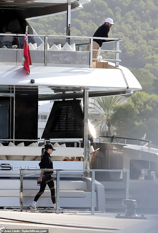 Victoria strutted along the lower deck while David looked on from above