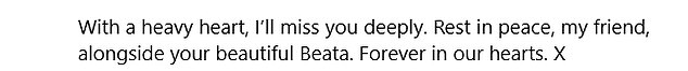Shirley said Michael was 'pne of the kindest souls I've had the pleasure of crossing paths with'