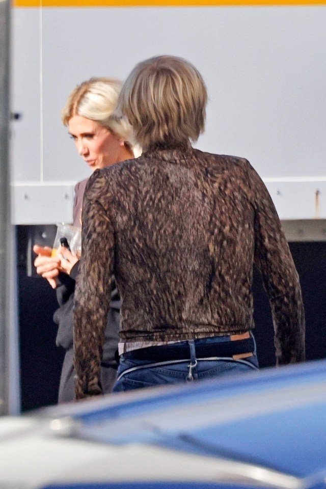 Jonah Hill and Kristen Wiig on the set of "Cut Off."