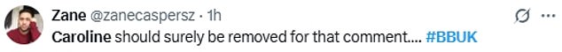 Viewers were horrified by the scenes, writing: 'My heart broke for Zelah and it was totally out of order from Caroline. A formal warning was not enough!'