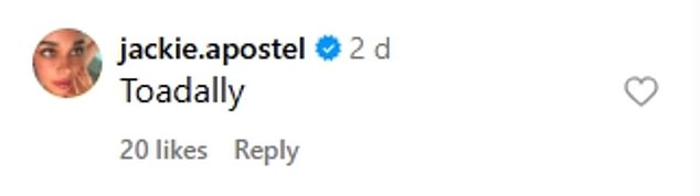 He then answered his own caption with 'Rubbit' while his girlfriend commented: 'Toadally'