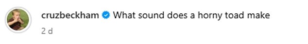 On Sunday Cruz gave his biggest hint yet as he shared a picture of Willem Defoe in a frog suit as he penned: 'What sound does a horny toad make'