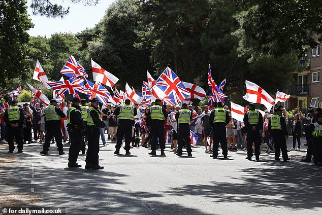 Large protests have taken place outside the hotels on Meyrick Road. This was in August