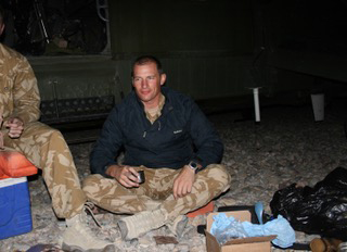 Former RAF helicopter pilot Richard Sutton in Afghanistan.
